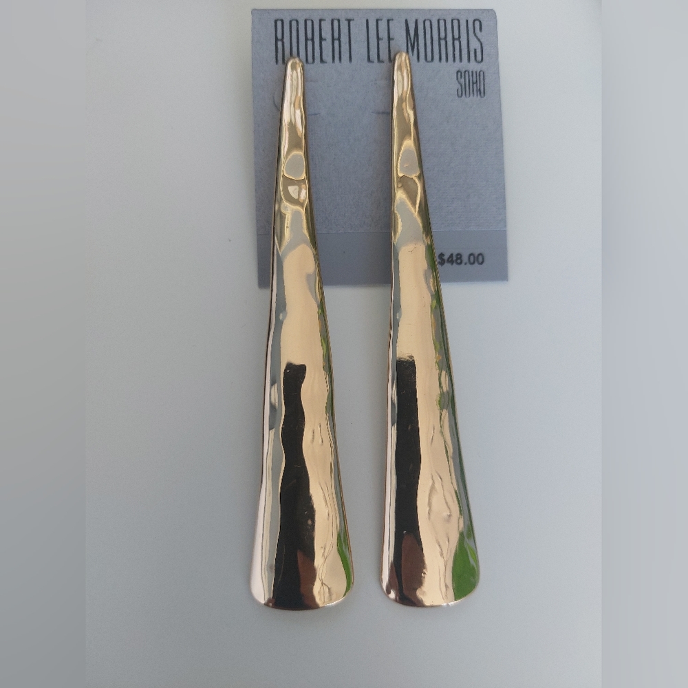 Robert Lee Morris Soho Long Drop Gold Earrings